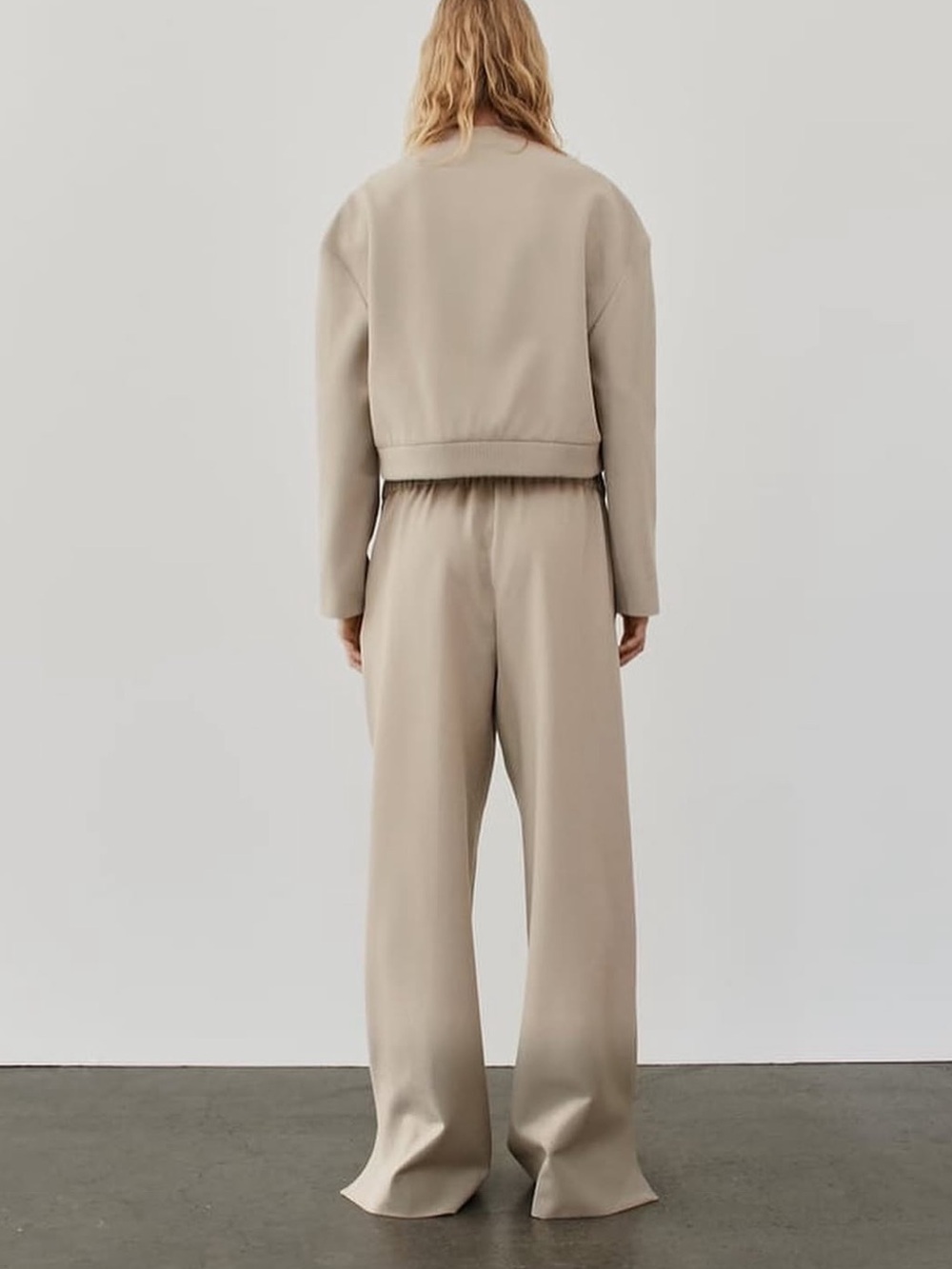 Zara Beige Cropped Button-Front Bomber Jacket - Picture 4 of 13